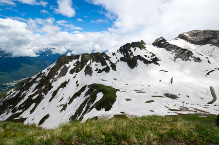 View of Caucasian mountains in resort Red Glade, Krasnodar Krai, Russiaの写真素材