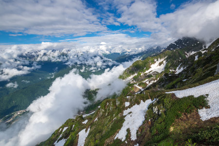 View of Caucasian mountains in Krasnodar Krai, Russia