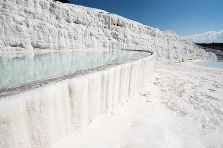 Thermal springs of Pamukkale with terraces and natural pools in Denizli in southwestern Turkeyのeditorial素材
