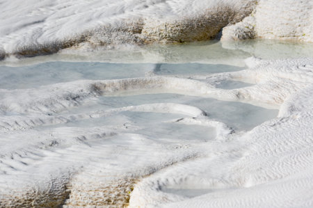 Thermal springs of Pamukkale with terraces and natural pools in Denizli in southwestern Turkey