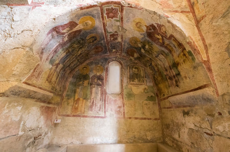 Interior of Saint Nicholas Church, a museum and an ancient Byzantine Greek Church located in town of Demre, Antalya Province, Turkeyのeditorial素材