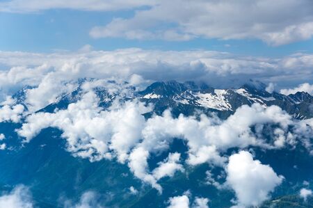 View of Caucasian mountains in resort Red Glade, Krasnodar Krai, Russiaの写真素材