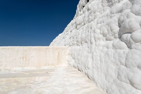 Thermal springs of Pamukkale with terraces and natural pools in Denizli in southwestern Turkeyの写真素材