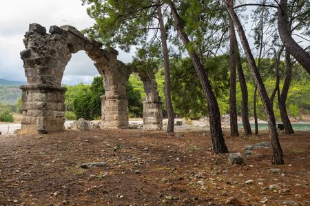 Ruins of Phaselis, ancient Greek and Roman city on the coast of ancient Lycia. Its ruins are located north of the modern town Tekirova in the Kemer district of Antalya Province in Turkeyの写真素材