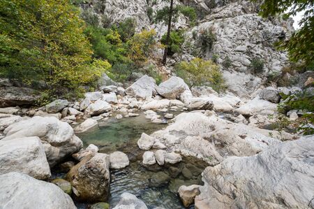 View of canyon Goynuk, located inside the Beydaglari Coastal National Park, Kemer district in Antalya Province, Turkeyの写真素材