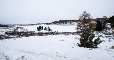 View of Ulagan Highlands in Altay mountains in the winter, Siberia, Russia