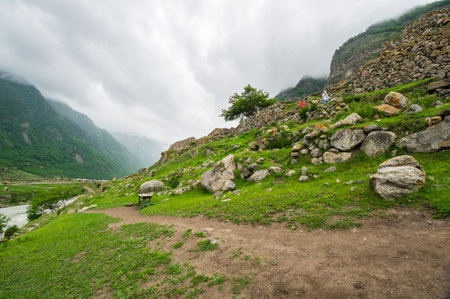 Waterfall in Cherek gorge in the Caucasus mountains in Kabardino-Balkaria, Russia