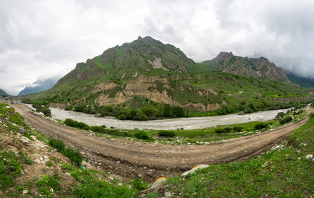 Waterfall in Cherek gorge in the Caucasus mountains in Kabardino-Balkaria, Russia
