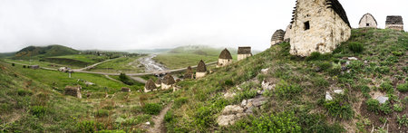 Ancient Alanian necropolis (City of dead) in Dargavs village, North Ossetia Alania, Russia