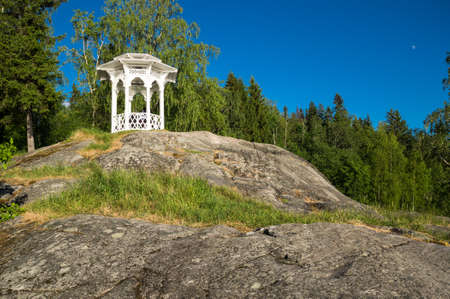 Gazebo for kisses in the Vakkosalmi park in Sortavala, a town in the Republic of Karelia, Russiaの写真素材
