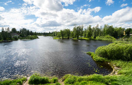 Vuoksa river at the town of Priozersk, Leningrad Oblast, Russiaの写真素材