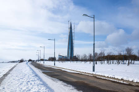 Park of Saint-Petersburg 300 anniversary, located on the shore of the Gulf of Finland in the North-West of the city, Saint-Petersburg, Russiaの写真素材