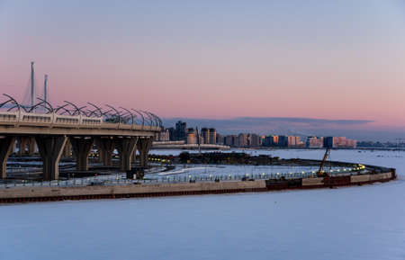 The Western High-Speed Diameter is a toll motorway in Saint Petersburg, Russiaの写真素材