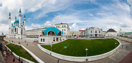 KAZAN, RUSSIA - JULY 15, 2018: The Kul Sharif Mosque -- one of the largest mosques in Russia, Kazan, Republic of Tatarstanのeditorial素材