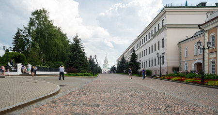KAZAN, RUSSIA - JULY 15, 2018: View of old buildings in Kazan Kremlin in Kazan, capital of Republic Tatarstan, Russiaのeditorial素材