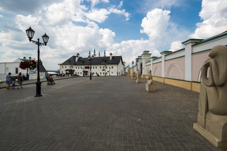 KAZAN, RUSSIA - JULY 15, 2018: View of old buildings in Kazan Kremlin in Kazan, capital of Republic Tatarstan, Russiaのeditorial素材