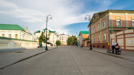 View of the street in the historical center of Kazan, capital of Republic Tatarstan, Russia