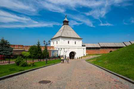 KAZAN, RUSSIA - JULY 17, 2018: Panoramic view of the Kazan Kremlin in Kazan, capital of Republic of...