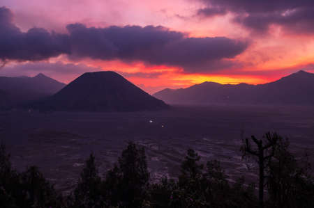 Mount Bromo is an active volcano in Bromo Tengger Semeru National Park, East Java, Indonesiaの写真素材