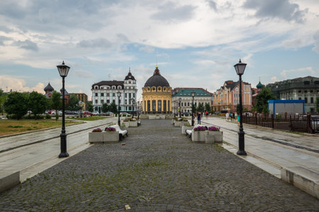 KAZAN, RUSSIA - JULY 16, 2018: View of the street in the historical center of Kazan, capital of Republic Tatarstan, Russiaのeditorial素材