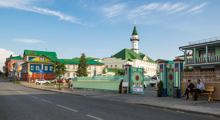 KAZAN, RUSSIA - JULY 16, 2018: View of the street in the historical center of Kazan, capital of Republic Tatarstan, Russiaのeditorial素材