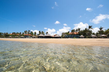The coast of Indian ocean on island Bali, Indonesiaの写真素材