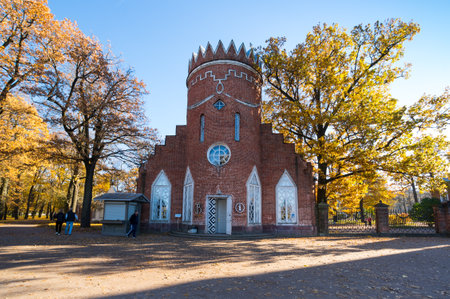SAINT-PETERSBURG, RUSSIA - 15 OCTOBER, 2018: View of city park in Tsarskoye Selo (Pushkin), 30 km south of Saint- Petersburg, Russiaのeditorial素材