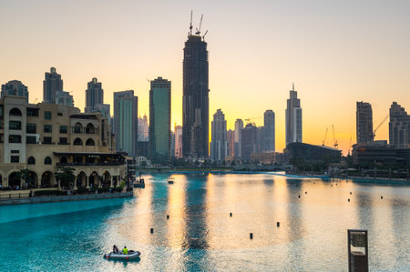 DUBAI, UNITED ARAB EMIRATES - 04 DECEMBER, 2018: View of skyscrapers in the center of Dubai, United Arab Emiratesのeditorial素材