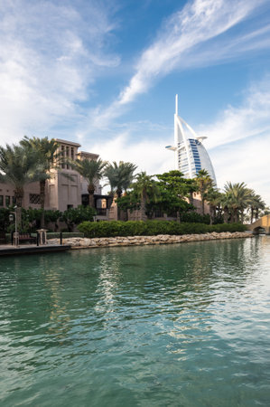 DUBAI, UNITED ARAB EMIRATES - 05 DECEMBER, 2018: Madinat Jumeirah the Arabian Resort - Dubai is a 5 star resort in Dubai, United Arab Emiratesのeditorial素材