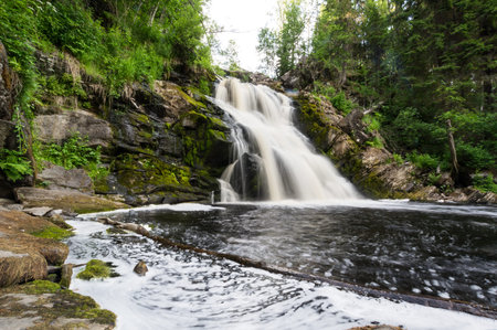 Yukankoski waterfall (also known as White bridges) on the river Kulismayoki, Russia, Karelia