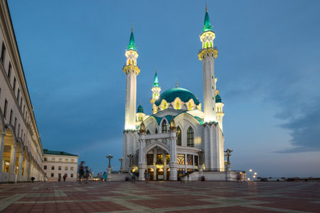 The Kul Sharif Mosque - one of the largest mosques in Russia, Kazan, Republic of Tatarstanの写真素材