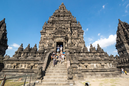 YOGYAKARTA, INDONESIA - 09 SEPTEMBER 2018: Prambanan or Rara Jonggrang is a 9th-century Hindu temple compound in Yogyakarta, Indonesiaのeditorial素材