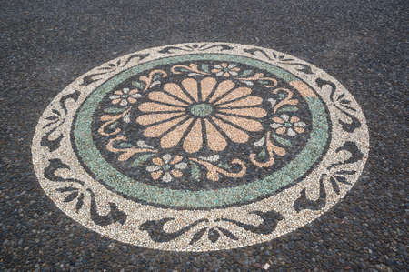 The pavement in temple complex Pura Ulun Danu Beratan, or Pura Bratan, a major Hindu Shaivite Shiva temple in Bali, Indonesiaの写真素材