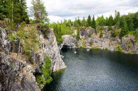 Marble canyon in the mountain park of Ruskeala, Karelia, Russiaの写真素材