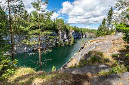 Marble canyon in the mountain park of Ruskeala, Karelia, Russiaの写真素材