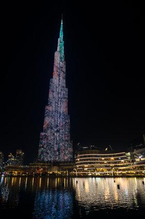 DUBAI, UNITED ARAB EMIRATES - 04 DECEMBER, 2018: View of Burj Khalifa and Dubai Mall in the center of Dubai, United Arab Emiratesのeditorial素材