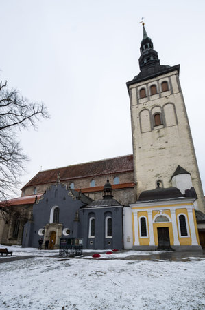 TALLINN, ESTONIA - 23 FEBRUARY, 2019: Saint Nicholas church in Old Town of Tallinn, Estoniaのeditorial素材