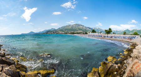 View of the coast of Adriatic sea in Bar, a coastal town and seaport in southern Montenegroの写真素材