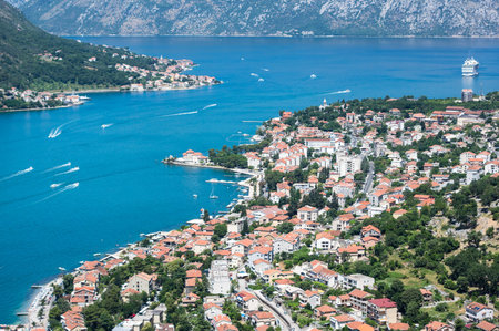Panorama of the Bay of Kotor and the town, Montenegro