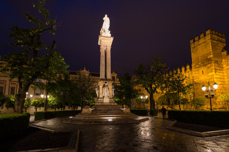View of the Royal Alcazar palace of Seville, Spainのeditorial素材