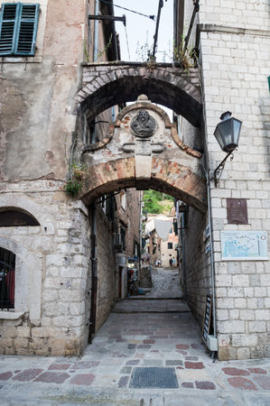 KOTOR, MONTENEGRO - 29 JUNE, 2019: View of the street in Old Town of Kotor, Montenegroのeditorial素材