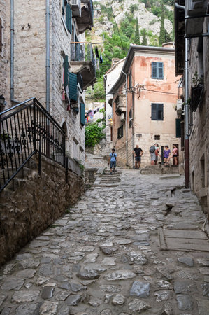KOTOR, MONTENEGRO - 29 JUNE, 2019: View of the street in Old Town of Kotor, Montenegroのeditorial素材