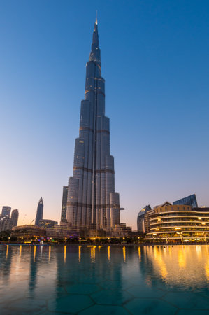 DUBAI, UNITED ARAB EMIRATES - 04 DECEMBER, 2018: View of Burj Khalifa and Dubai Mall in the center of Dubai, United Arab Emiratesのeditorial素材