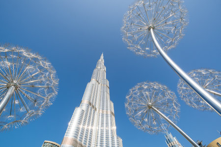 DUBAI, UNITED ARAB EMIRATES - 09 DECEMBER, 2018: View of Burj Khalifa in the center of Dubai, United Arab Emiratesのeditorial素材