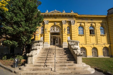 BUDAPEST, HUNGARY - 14 OCTOBER, 2019: The Szechenyi Medicinal Bath is one of the largest bath...