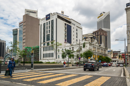 KUALA LUMPUR, MALAYSIA - 31 JANUARY, 2020: View of the street in the center of Kuala Lumpur, the capital city of Malaysiaのeditorial素材