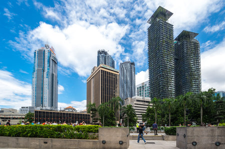 KUALA LUMPUR, MALAYSIA - 01 FEBRUARY, 2020: Panoramic view of modern buildings in the center of...