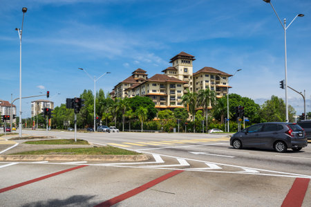 PUTRAJAYA, MALAYSIA - FEBRUARY 02, 2020: Street of Putrajaya, a planned capital city which functions as the administrative capital and the judicial capital of Malaysiaのeditorial素材