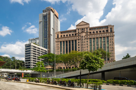 KUALA LUMPUR, MALAYSIA - FEBRUARY 03, 2020: View of the street in the center of Kuala Lumpur, the capital city of Malaysiaのeditorial素材