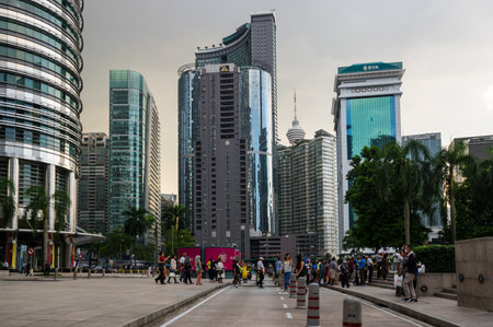 KUALA LUMPUR, MALAYSIA - FEBRUARY 03, 2020: View of the street in the center of Kuala Lumpur, the capital city of Malaysiaのeditorial素材